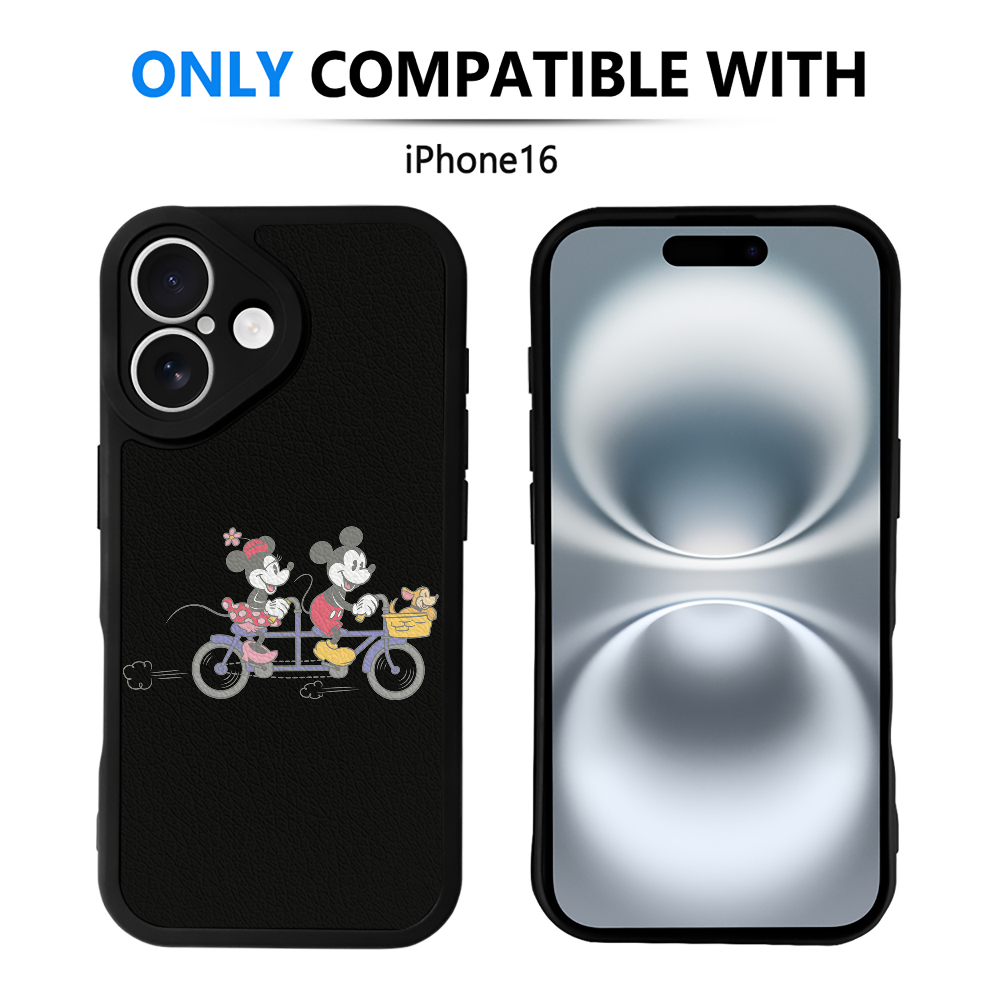 （画像用） ミッキーマウス Mickey Mouse 【iPhone 16シリーズ対応】シリコンスマホケース（レザー調） 材質：シリコン
